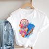 Damen-T-Shirt mit Aquarell-Traumfeder-Druck, lässiges T-Shirt, modische Kleidung, Cartoon-Druck, Damenbekleidung, grafisches Kurzarm-T-Shirt