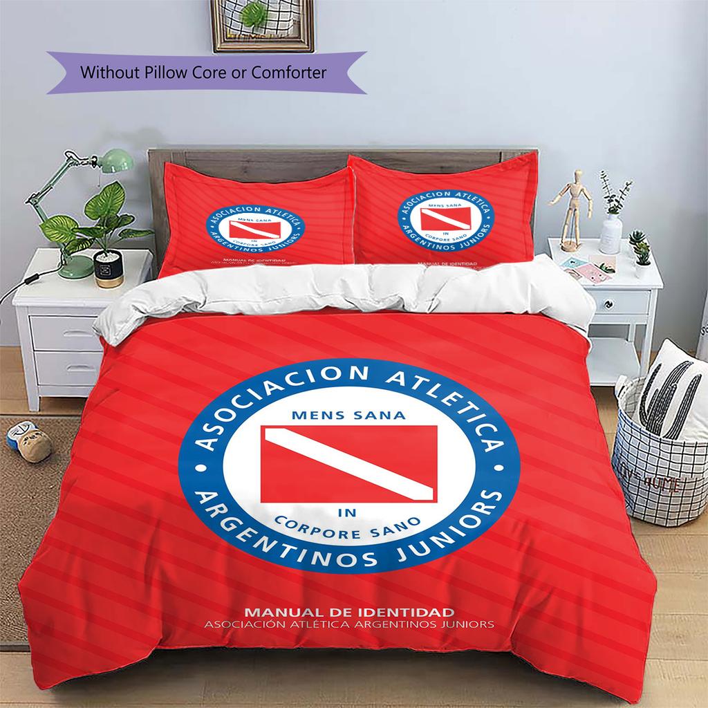 Argentinos Juniors Pattern Bedding Quilt Set Home Decoration Gift (1 * Duvet Cover + 2 * Pillowcase Without Core)
