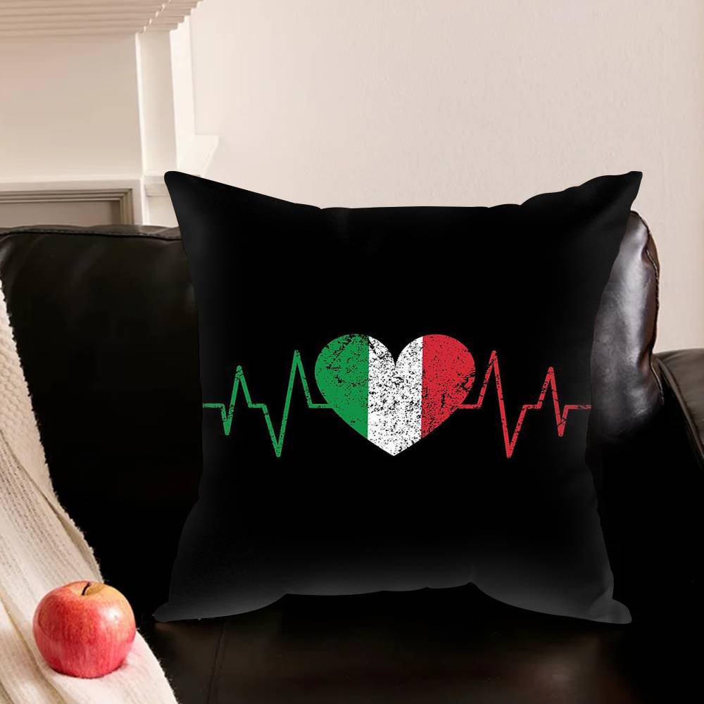 I-Italy Flag Pillowcase For Sofa Room Office Decor Printing Protector Cushion Cover Valentine Gift Custom