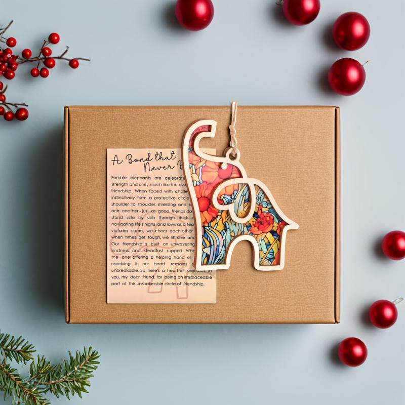 Friendship Elephant Jewelry, Colorful Pattern with Story Card, Elephant Jewelry, Female Friendship Elephant Jewelry Pendant Gift, Birthday Gift