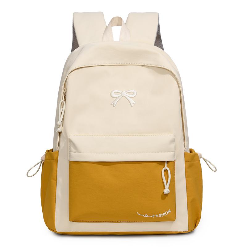 

Student Backpack Women s Bow Bag Large Capacity Backpack Small жовтий/бежевий