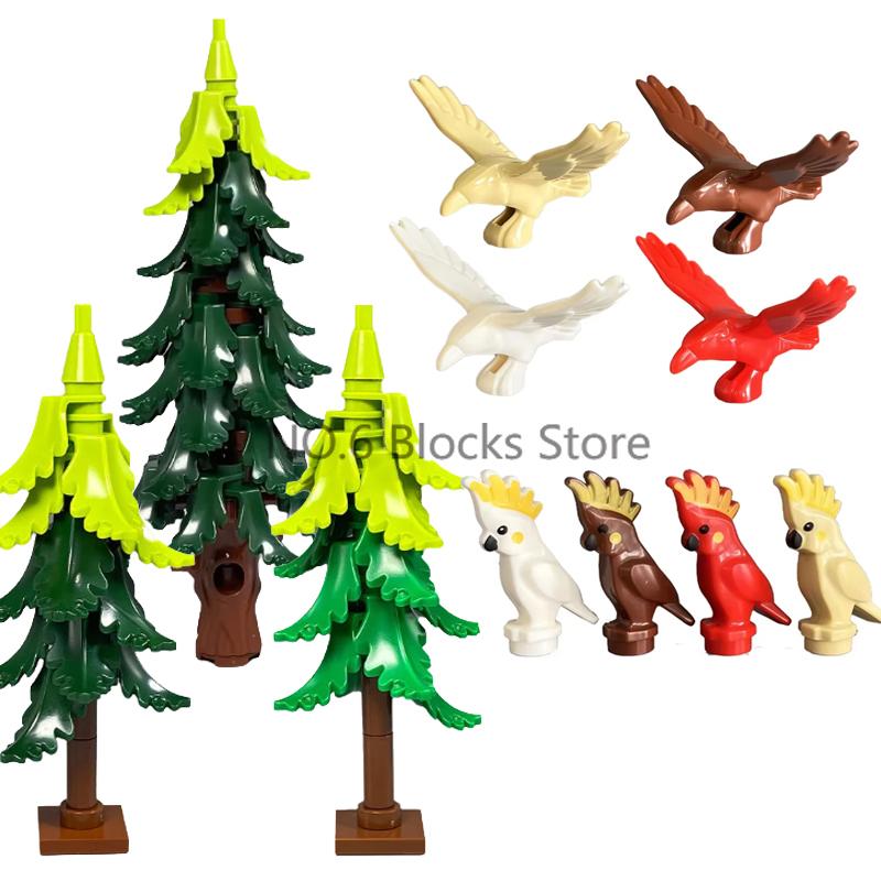 MOC Animali Blocchi da Costruzione Zoo della Foresta Tigre dai Denti a Sciabola Orso Alce Elefante Aquila Squalo Scimmia Leone Giocattolo Mini Mattoncino Regalo per Bambino S09