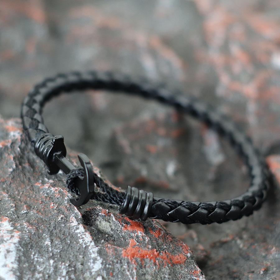 Trendy Hand-Woven Leather Men Bracelet Brown Vintage Navy Anchor Braclet Outdoor Riding Couple Leather Rope Bracelet