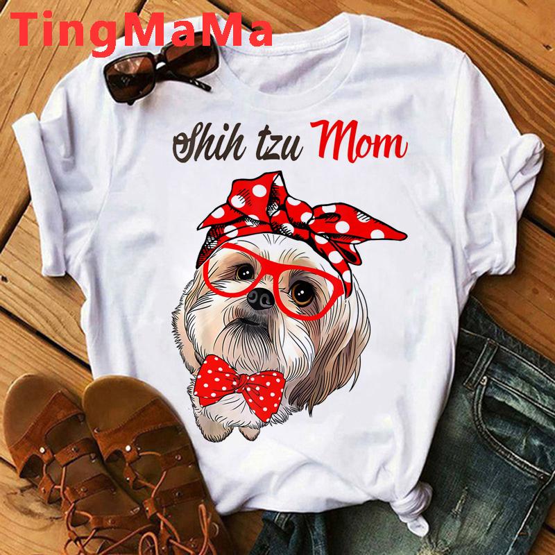 Maminka Tričko Ženy Harajuku Letní topy Kreslený Shih Tzu Grafika Trička Kawaii Módní Unisex topy