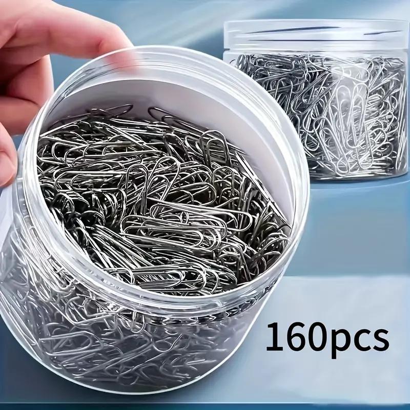 

160 шт. Металлические скрепки - высокая ценность, Офисные принадлежности, Дизайн в виде бочонка с булавками, Функция закладки, Канцелярские товары для офиса и школы светло-серый