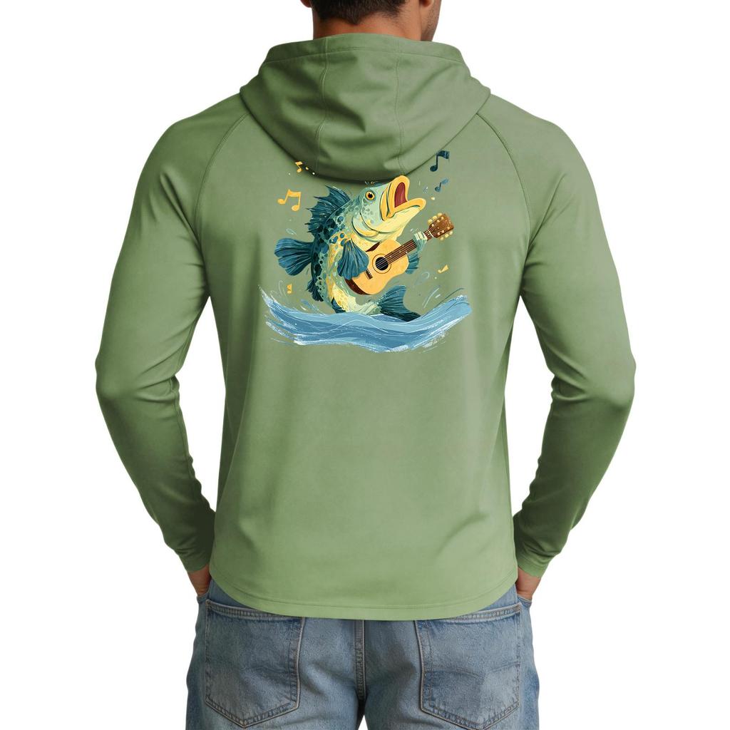 Men's UPF50+ Sun Protection Shirt Lightweight Stretch Long Sleeve Hooded Outdoor Fishing Sports Top with UV Blocking Fabric