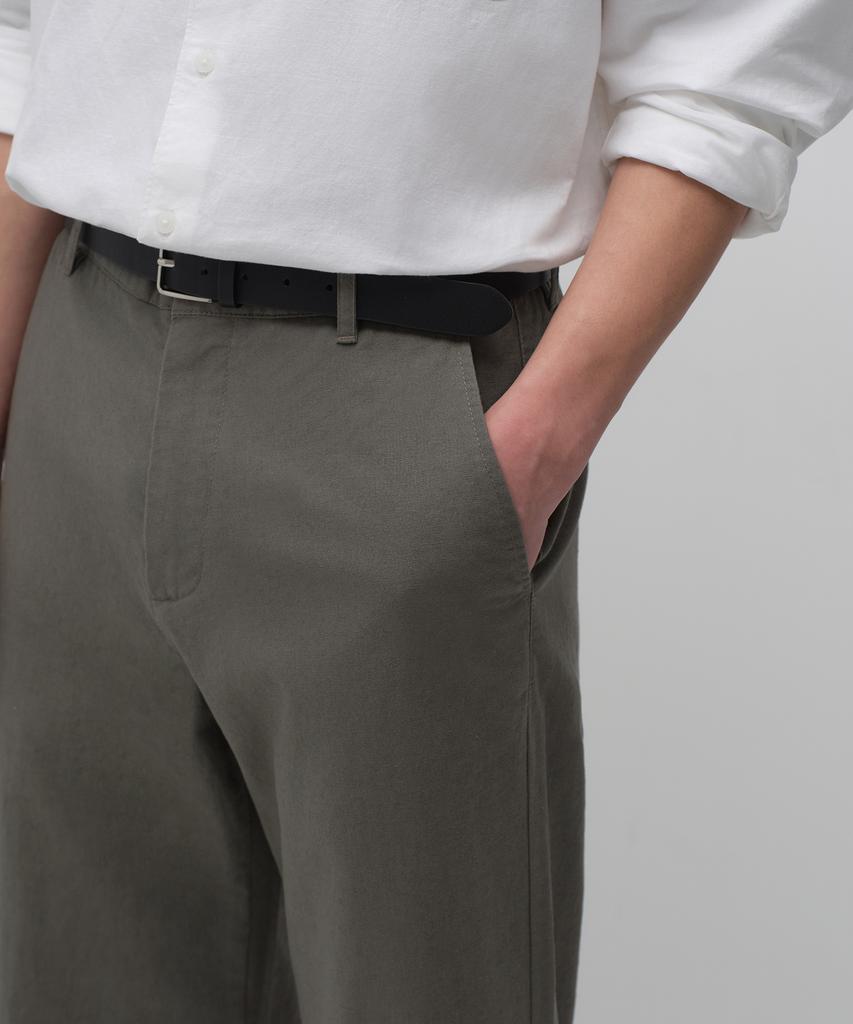 MUSINSA STANDARD [City Workers] Linen Blend Tapered Pants [Khaki Gray]