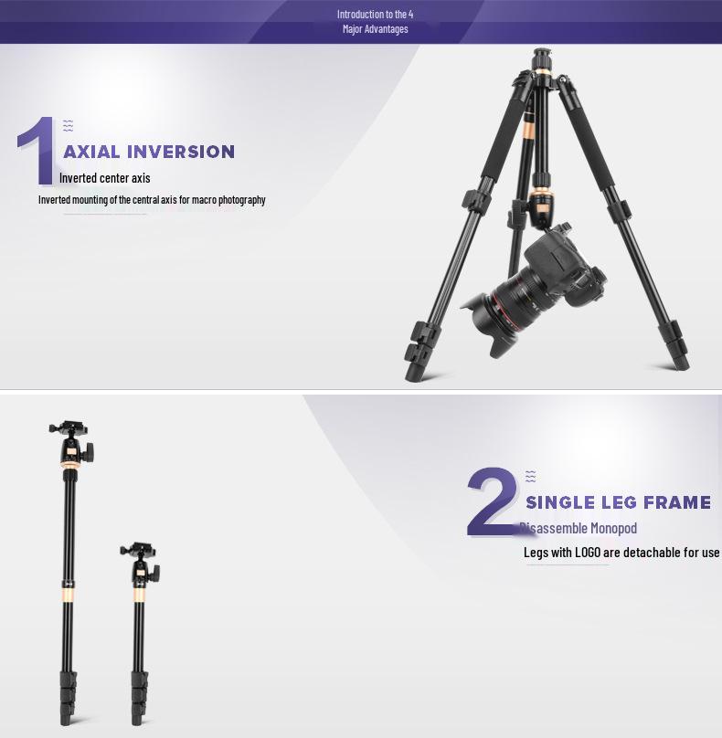 Era Q555 Lightweight Aluminum DSLR Tripod with Buckle Support