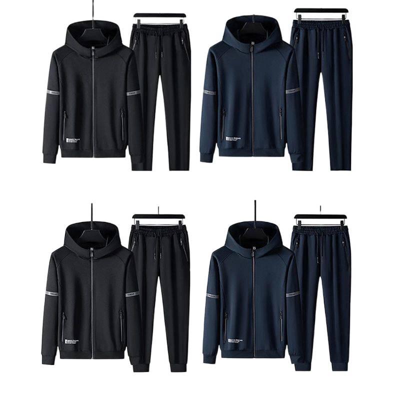 Męski zestaw bluzy z kapturem i spodni z podszewką z polaru Włoski Dzięcioł