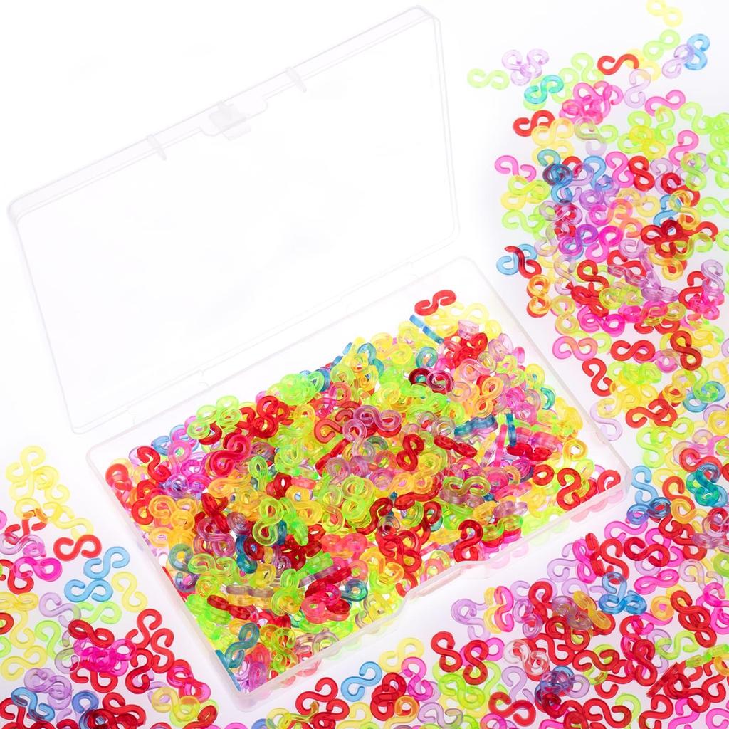 Rolybag 400 Pieces Colorful S-Clips, Rubber Bands, Loom Bands, S-Clips, Plastic Connectors, Supplement Kit for Loom Bracelets and DIY Bracelet Making