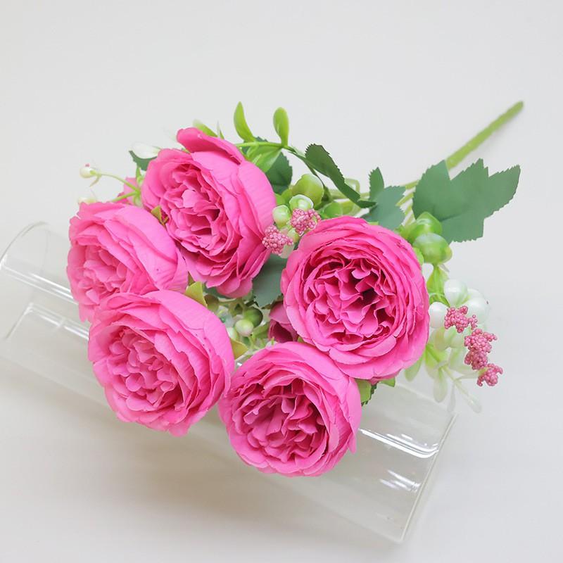 Artificial Peony Bouquet Home Decor Table Centerpiece Wedding Floral Arrangement Silk Flower Set