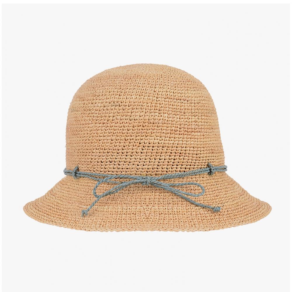 Helen Kaminski Villa 6 Natural Seagrass Metal Logo Cloche Bucket Hat
