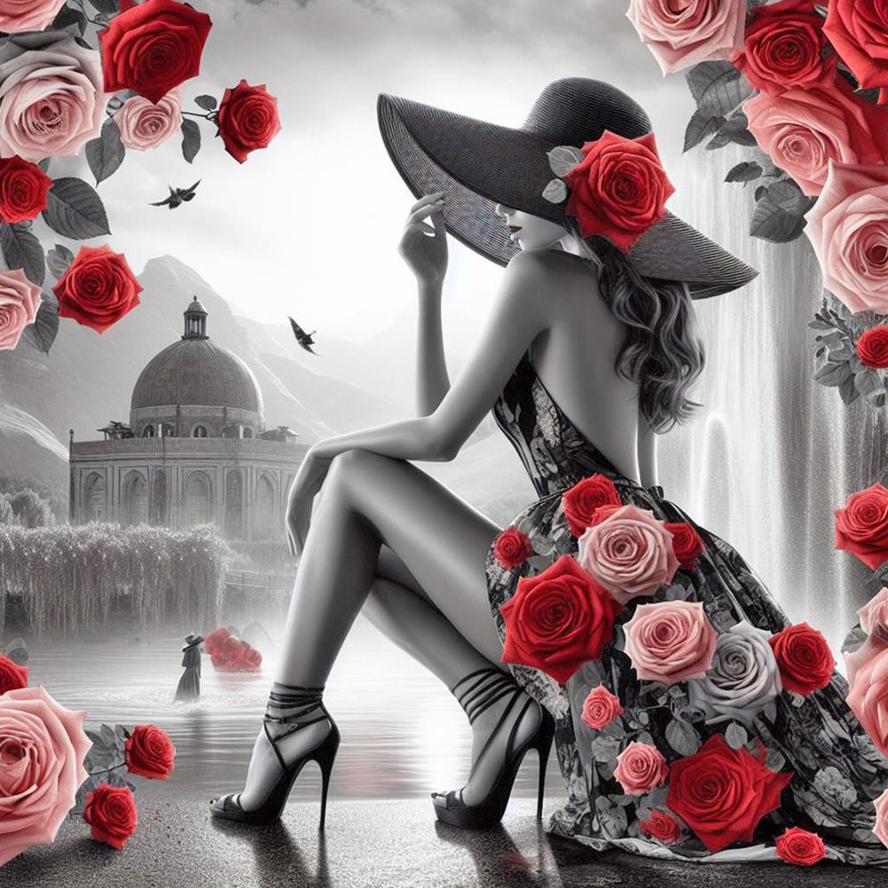 Girl 5D DIY Full Drill Round Diamond Painting Kit for Home Wall Decoration