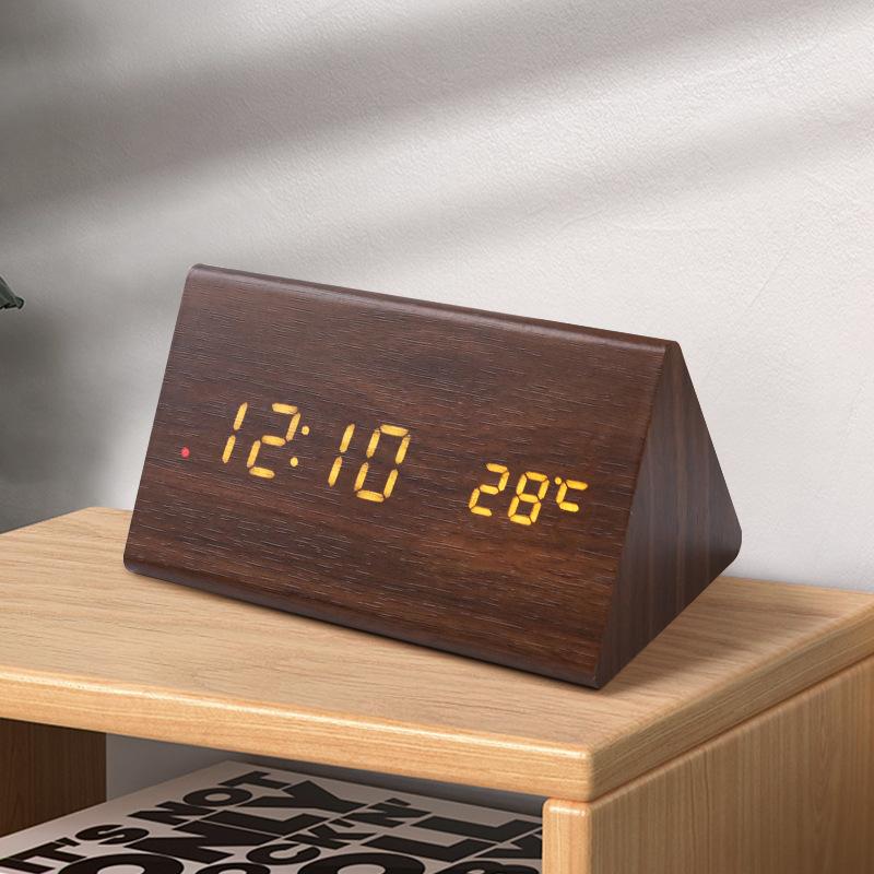 Smart Radio Clock Digital Japanese Radio Wave Creative Wooden Electronic Clock Thermometer Luminous Student Alarm Clock