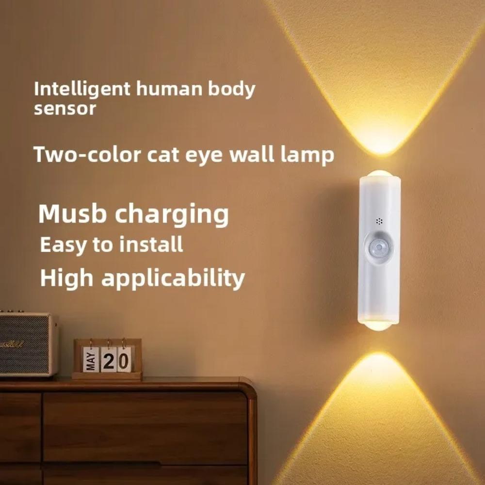 Double-head LED Night Light with Motion Sensor RGB Rechargeable Magnetic Wall Lamp Mood Ambient Light for Cabinet Hallway Stair