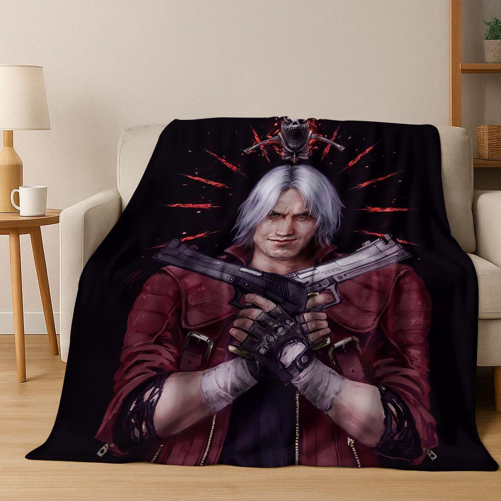 3D D-Devil May Cry DMC Hry Vergil Dante Flanelová deka, Teplá a útulná měkká přehozová deka pro domácí ložnici postel pohovku Dětský dárek