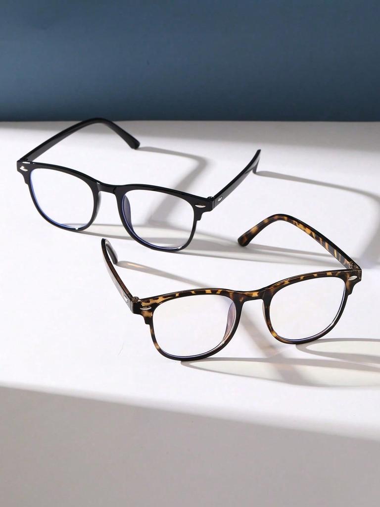 2PCS Women Anti-Blue Light Clear Glasses Plastic Fashion Men Square Frame Eyeglasses For Daily Life Accessories.