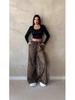 Leopard Print Elastic Waist Casual Loose Straight Pants for Spring and Autumn
