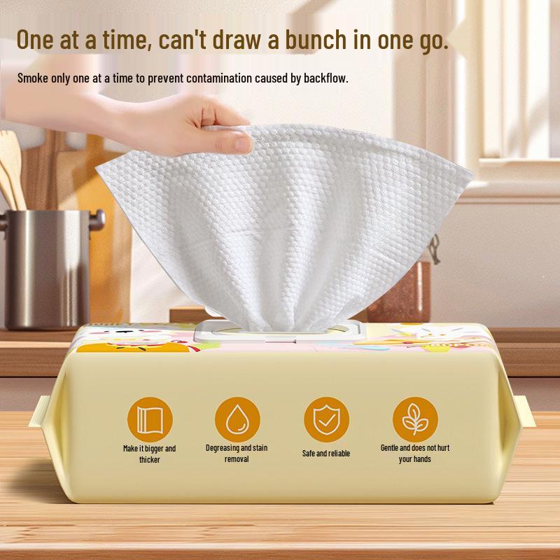 Large Disposable Kitchen Cleaning Wipes - 80 Thickened Sheets, Degreasing