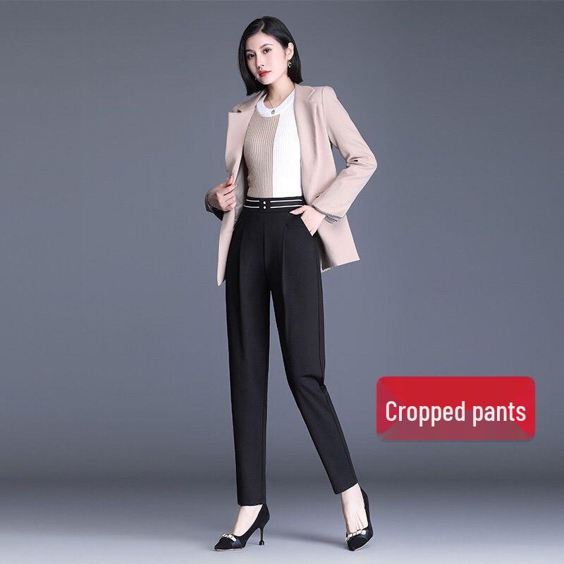

Women s High Waist Cropped Slimming Trousers - Versatile Spring Fashion XL [111-120 lbs]