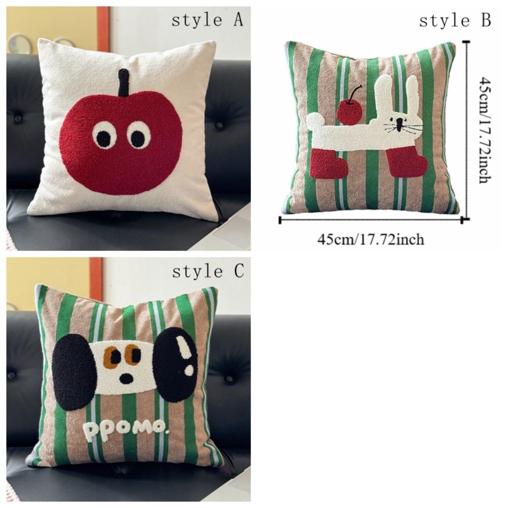 Washable Cartoon Pillow Cover Square Cushion Cover Modern Cream Style Pillow Cover Sofa
