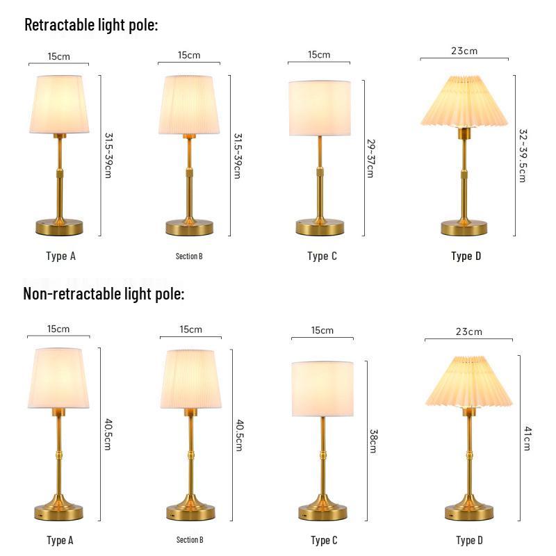 Vintage French Retro Rechargeable Bedside Lamp - High-End Creative Table Lamp for Bedroom Decor