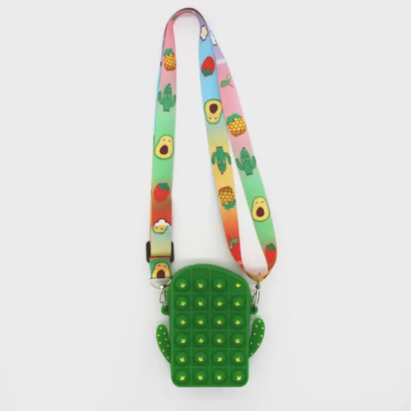 Geantă de umăr din silicon pentru copii cu tematică de fructe - Design căpșuni, ananas, avocado