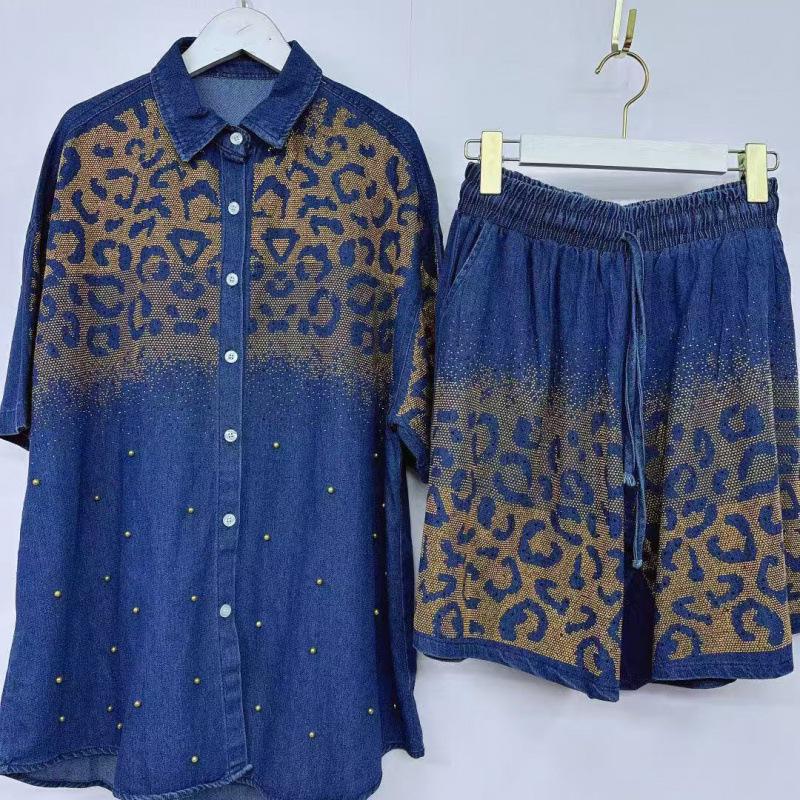 Stilvolles Damen-Zweiteiler-Denim-Set - Strickjacke & Shorts, Europäisch inspirierter lockerer Schnitt