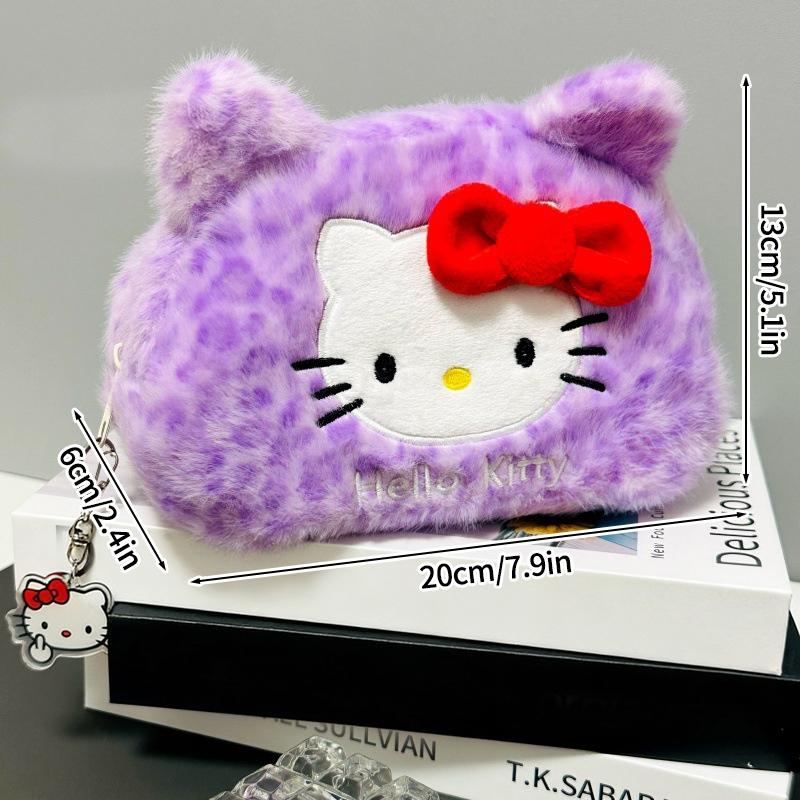 Hello Kitty Pencil Case Large Capacity Plush Pen Holder Hello Kitty Storage Bag Makeup Bag Cosmetics Pouch Desk Organizer Bag
