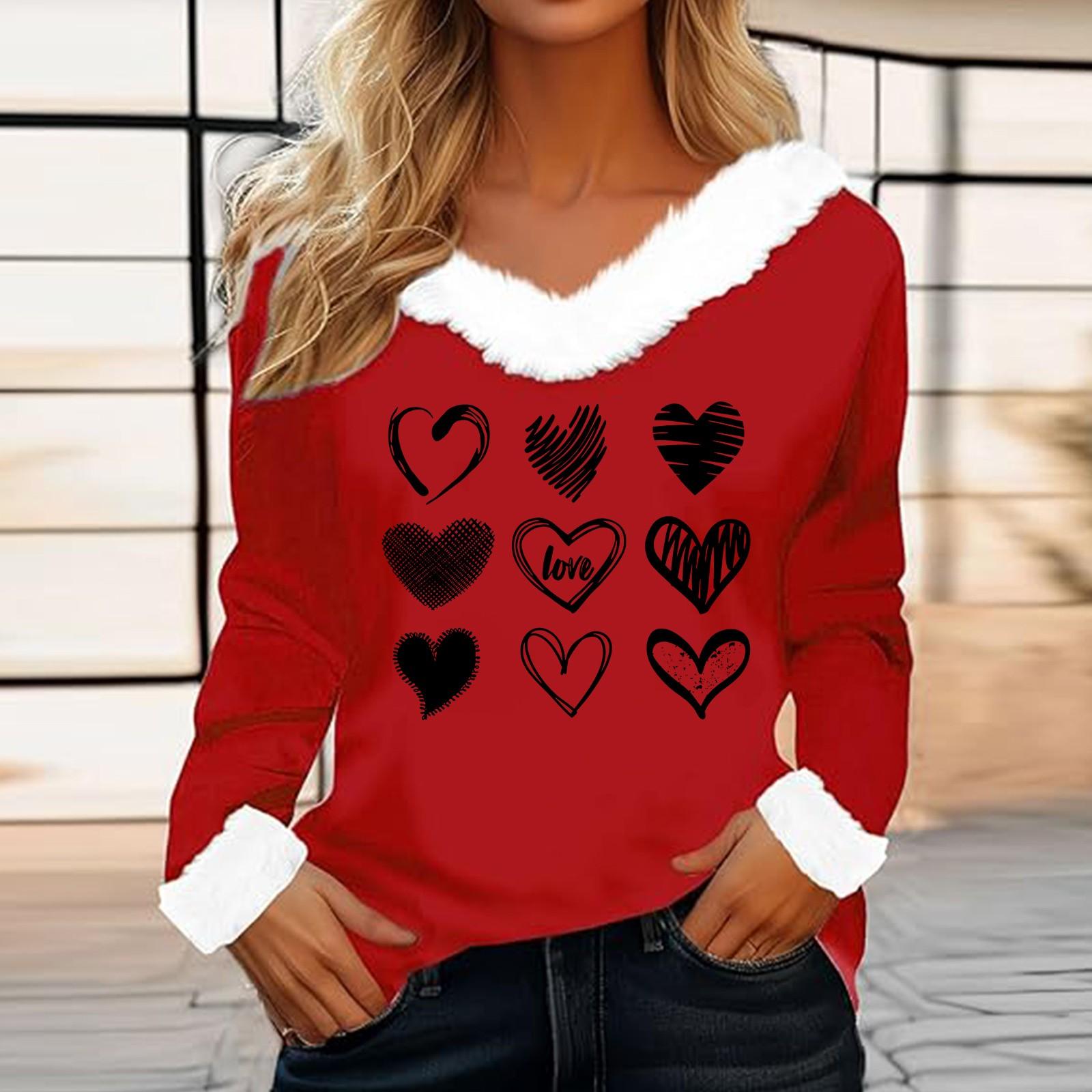 

Женская футболка с принтом ко Дню святого Валентина, рубашка с длинными рукавами, шерстяной воротник, топ с V-образным вырезом и надписью «Любитель вечеринок» L чёрный