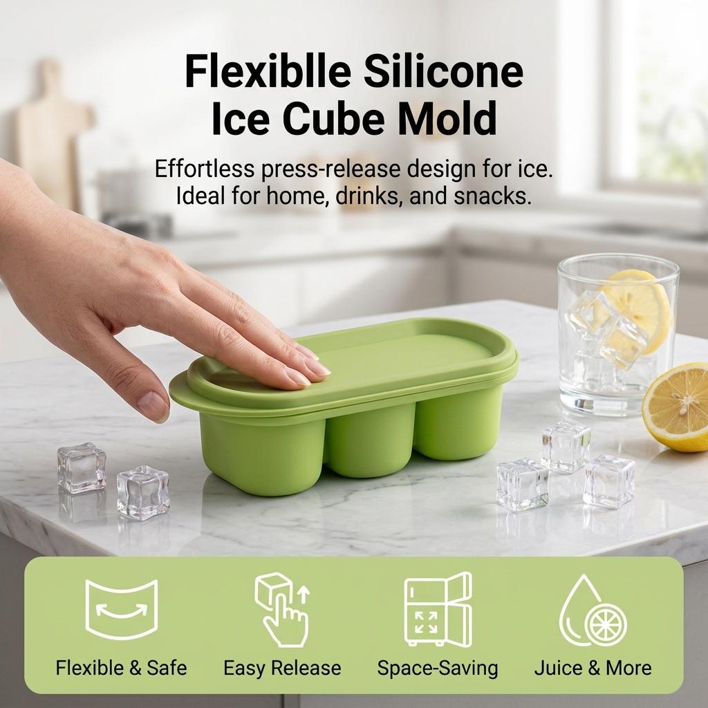 Silicone Mini Ice-Cube Mold Press Release Household Freezer Ice Tray