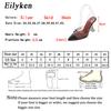 Fashion Eilyken Gold  Silver PVC Transparent Rivet Diamond Pumps Sandals Perspex Heel Pointed Toe Crystal Wedding Shoes
