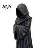 Dust-proof Resin Figure 3D Printed Hooded Robe Ornament, Matte Black Faceless Monk Figurine, Vintage Sculpture Gothic Style Sculpture, for Halloween