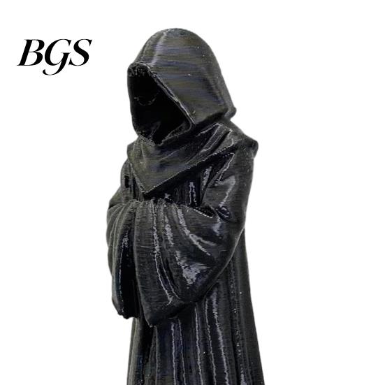 Dust-proof Resin Figure 3D Printed Hooded Robe Ornament, Matte Black Faceless Monk Figurine, Vintage Sculpture Gothic Style Sculpture, for Halloween
