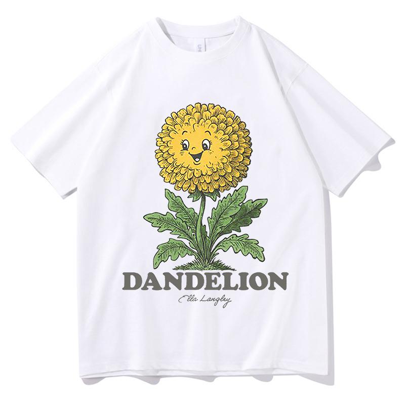 

2026 Ella Langley Dandelion T Shirts Vintage Pure Cotton Casual Streetwear Fashion Unisex Aesthetic Fleece Autumn Winter Clothes 3XL
