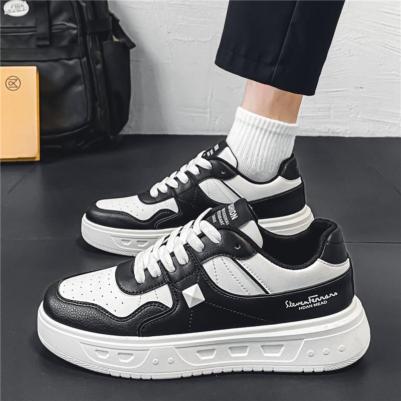 

Мужская обувь, новинка 2024 года, весенние Нескользящие повседневные маленькие белые туфли на толстой подошве, кожаные непромокаемые кроссовки 44