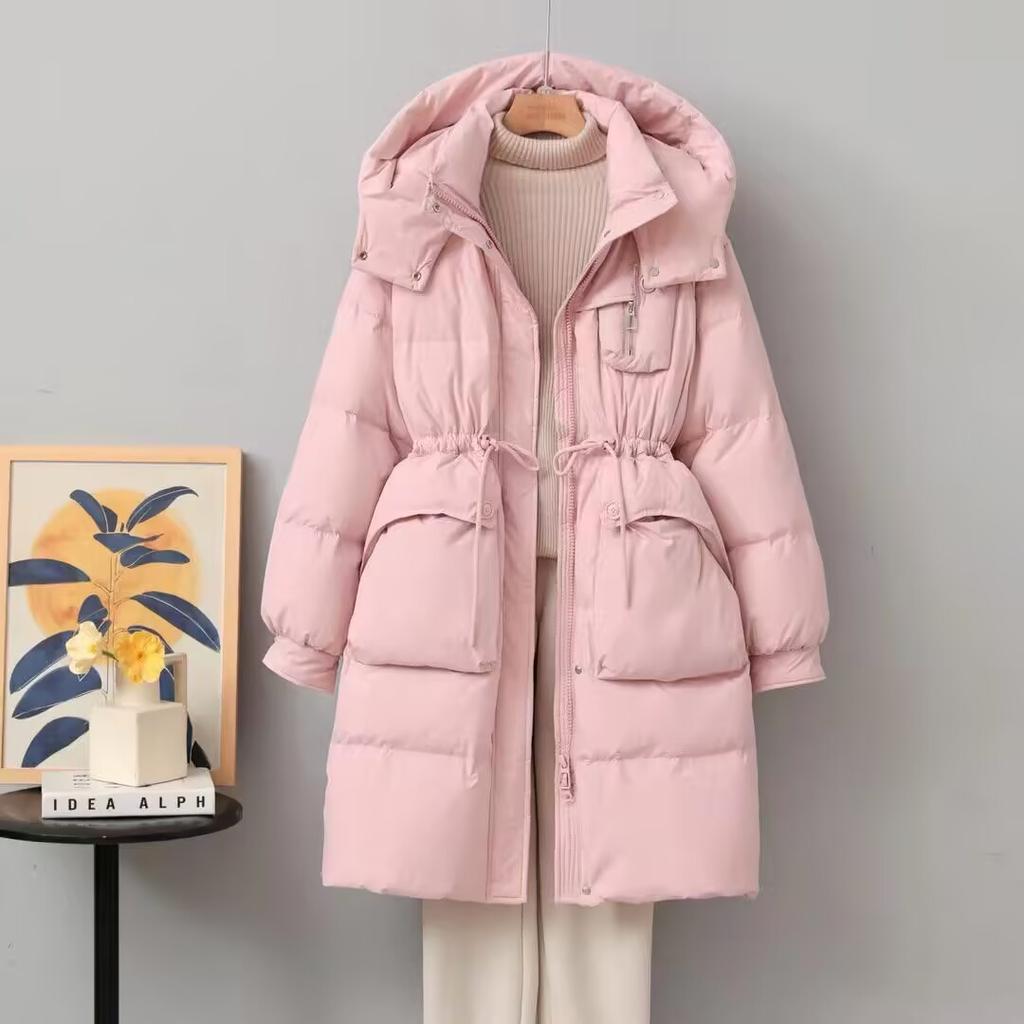 New Down Jackets In Winter, Women's Medium and Long Waist and Thin Fashionable White Duck Down Thickened Warm Jacket