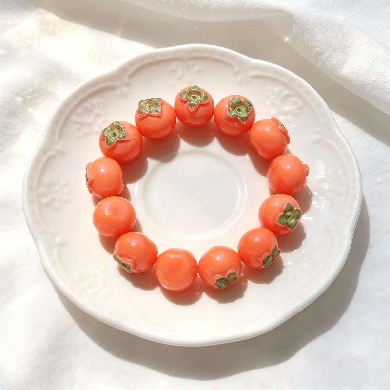 3D Simulation Fruit Beaded Bracelet Resin Pear Charms Adjustable Chain For Teen Girls Daily Party Wear Jewelry Accessories