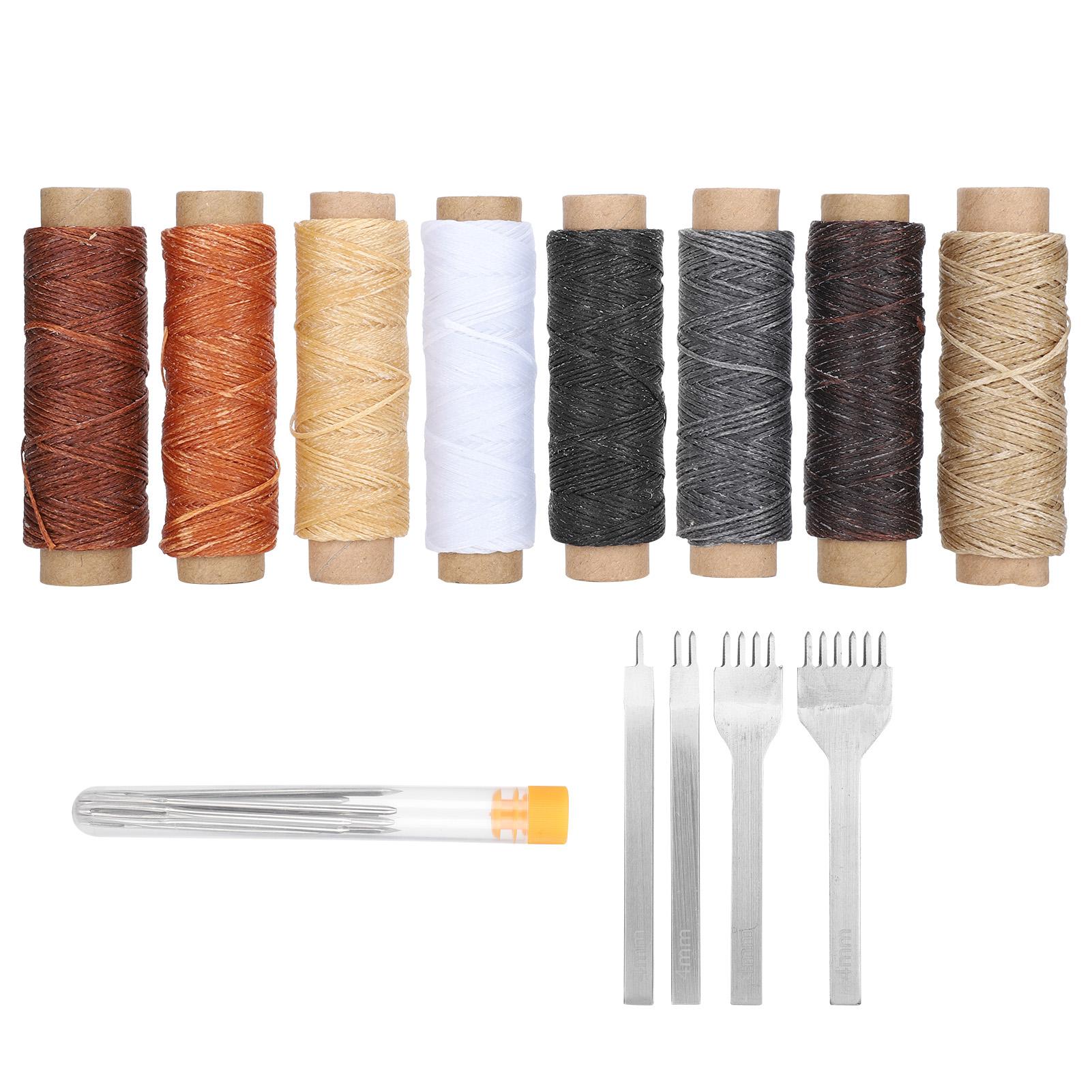 

24 шт. Набор для шитья кожи, иглы, нитки, зубцы, стамеска, инструменты для ремонта, набор для рукоделия