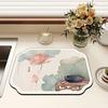 Absorbent Coffee Bar Mat for Espresso Machine, Floral Bird Pattern Non-slip Dish Drying Mat, Diatom Mud Quick Dry Mat for Kitchen Sink Countertop