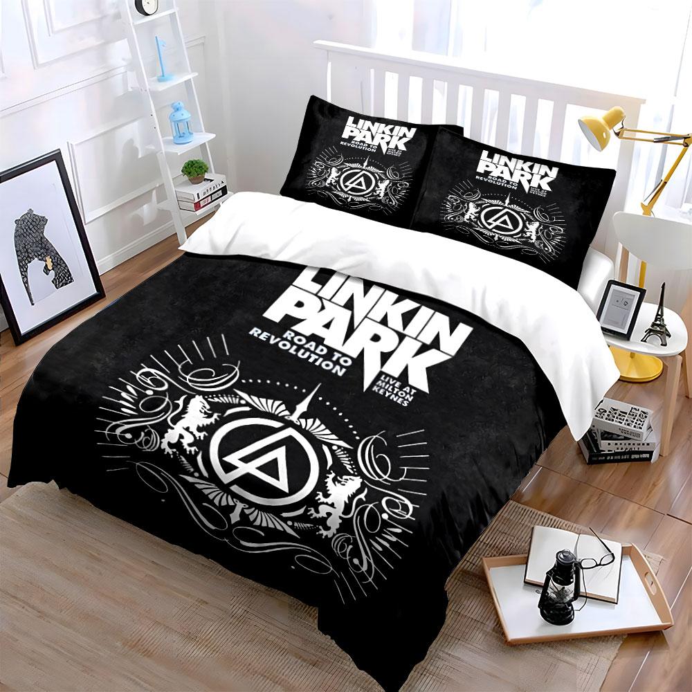 Linkin Park Road Revolution Set Biancheria da Letto Set Copripiumino Copripiumino Federe  (1 * Copripiumino 2 * Federe, senza piumino)