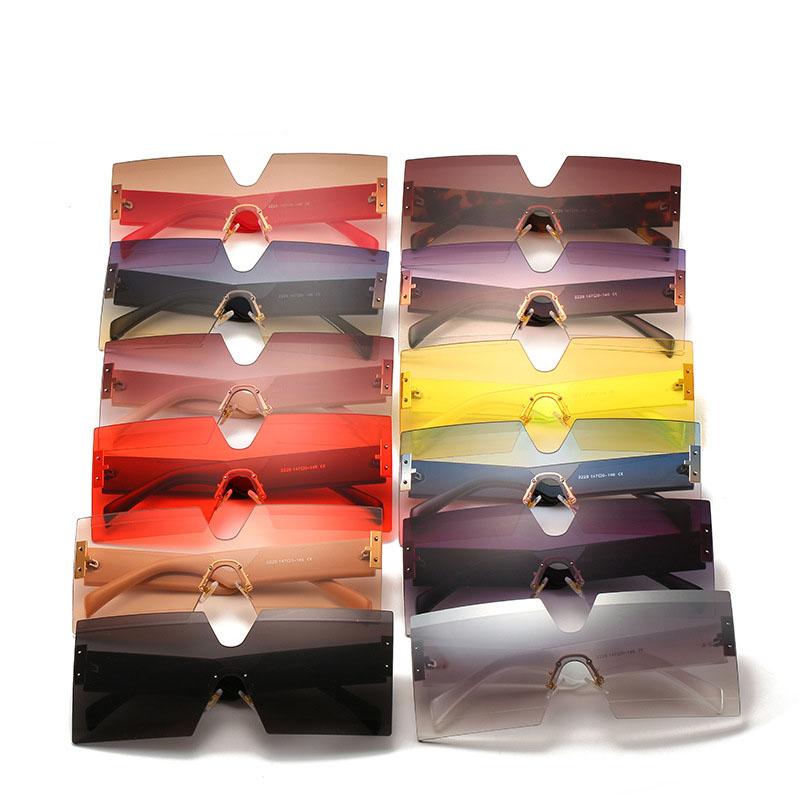 Rimless Oversized Sunglasses Women For Men Luxury Brand Designer Vintage Sunglasses Popular Rivet Shades Uv400