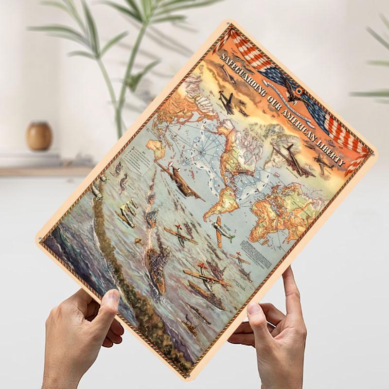 Bewahrung unserer amerikanischen Freiheit Alte Karte Metallposter Benutzerdefinierte Wandkunst Retro Vintage Blechschilder für Man Cave Haus Zuhause
