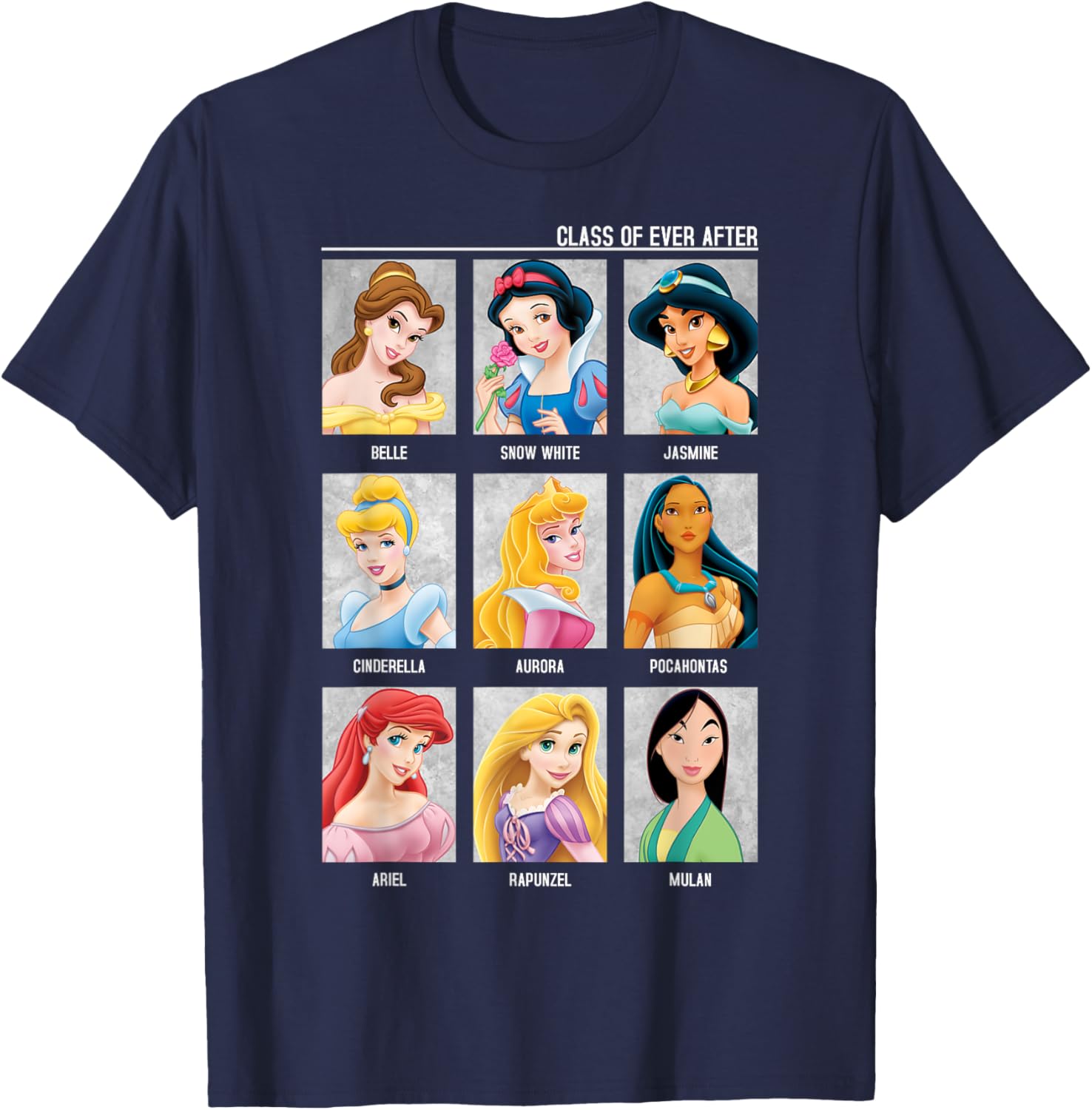 Hot Fashion Casual Disney Princesses Class of Ever After Color Graphic T-Shirt T-Shirt S-4XL Four Seasons S