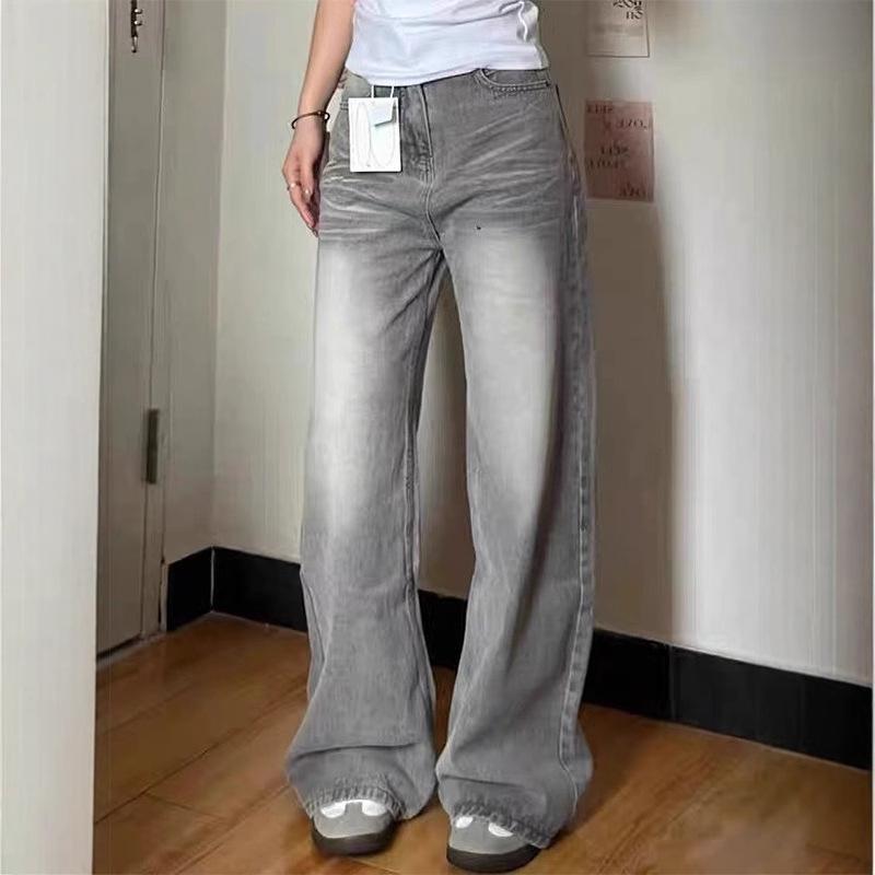 

Gray Wide-Leg Retro Jeans for Women - Spring/Summer 2025 Collection XS
