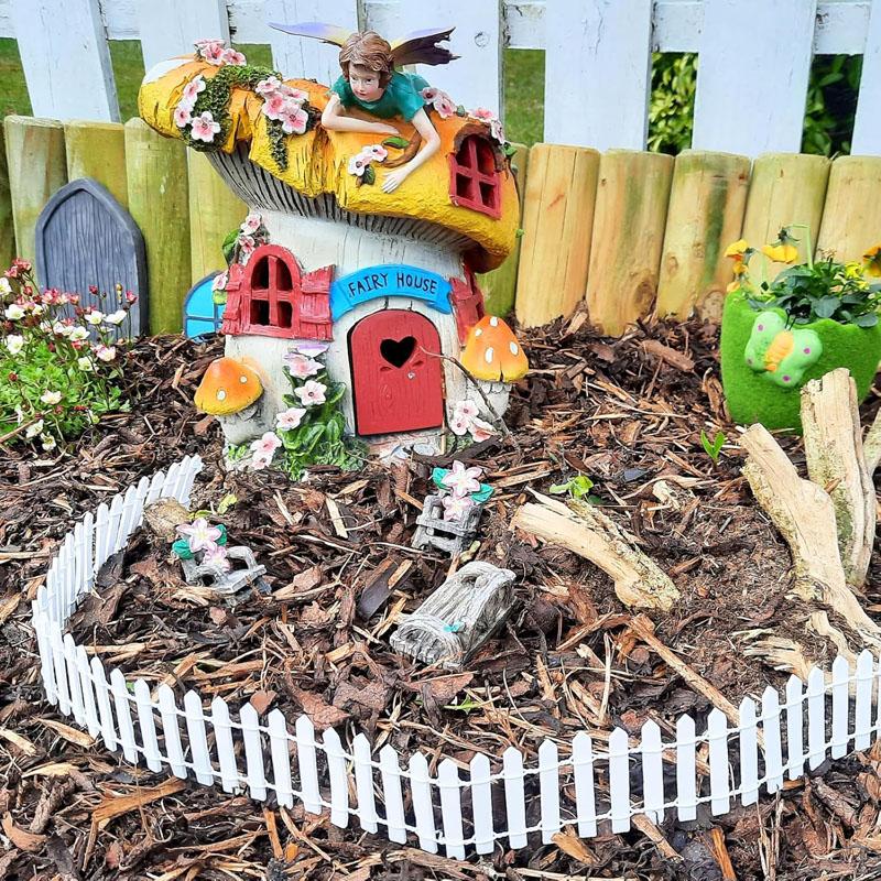 1Pcs 5x90cm Mini Wooden Fence for Miniature Fairy Garden Decoration White Flexible Small Wood Picket Fence Craft