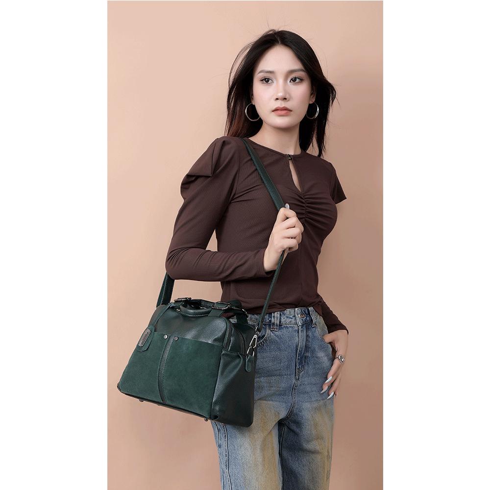 Faux Leather Handbags for Women New Boston Designer Luxury Hand Bag Woman Green Black Shoulder Bags Ladies Trend Fashion