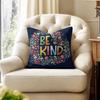 Be Kind Flowers Cushion Cover Natural Linen Organic Fabric DoubleSided Printing Couch Pillow Covers Home Decor