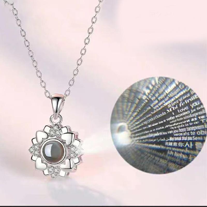 Projection Necklace 100 Languages I Love You Pendant Jewelry For Girlfriend Wife Lover Couple Creative Romantic Necklaces Gifts