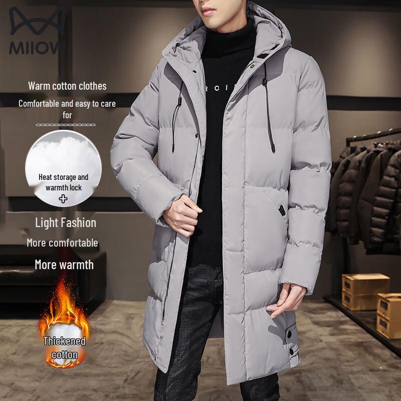 Mao Ren Men's Mid-Length Hooded Padded Jacket